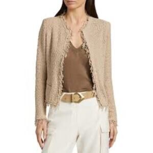 IRO Women’s Shavani Short Cropped Fringed Jacket Light Tan